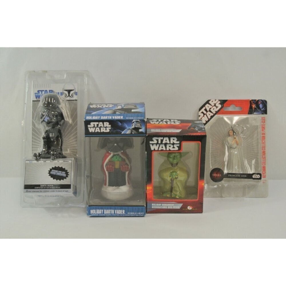 Star Wars Bobblehead Ornament Keychain Darth Vader Yoda Leia Lot Funko New